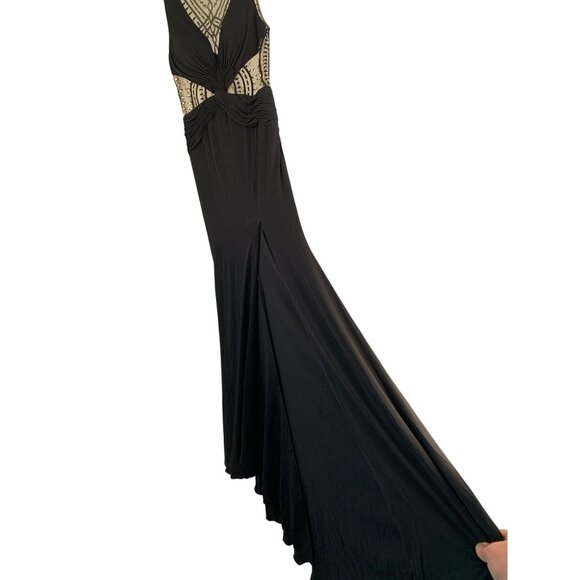 Cache Dresses & Skirts - Cache Black Beaded Mesh & Jersey Evening Gown Size 8 RF10611 NWT $458 Formal